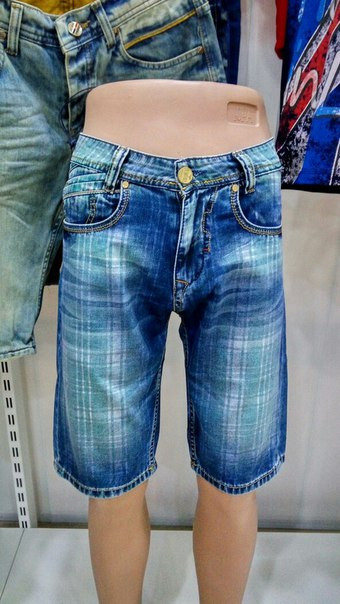 Чоловічі джинсові шорти клітина Туреччина, фото 1