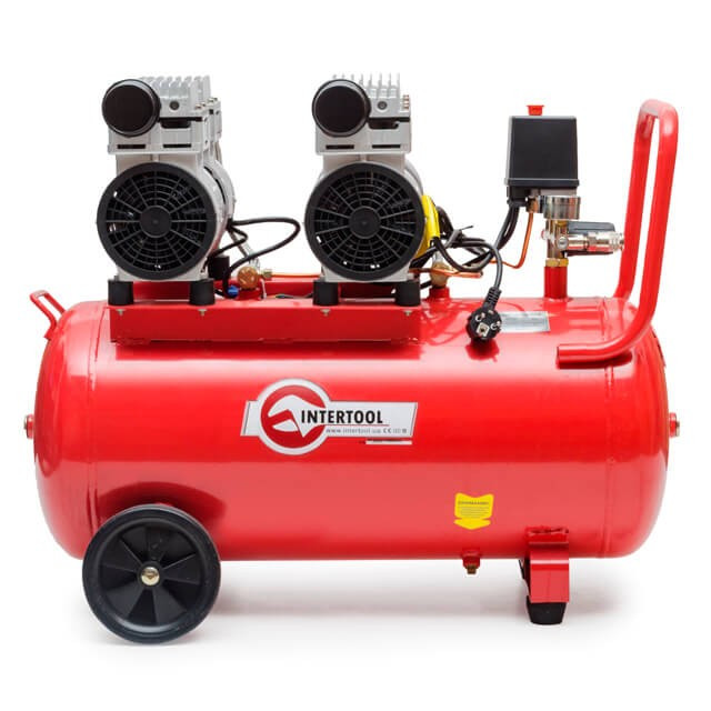 Компресор INTERTOOL PT-0023, 50 л, 2х0.75 кВт, 220 В, 8 атм, 270 л/хв, малошумний, безоливний, 4 циліндри, фото 1