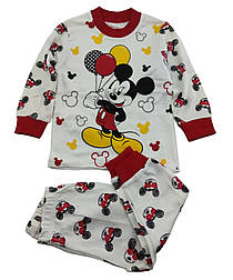 Піжама дитяча 1 року Туреччина бавовна з довгими рукавами та принтом біла (ПЖМ298)