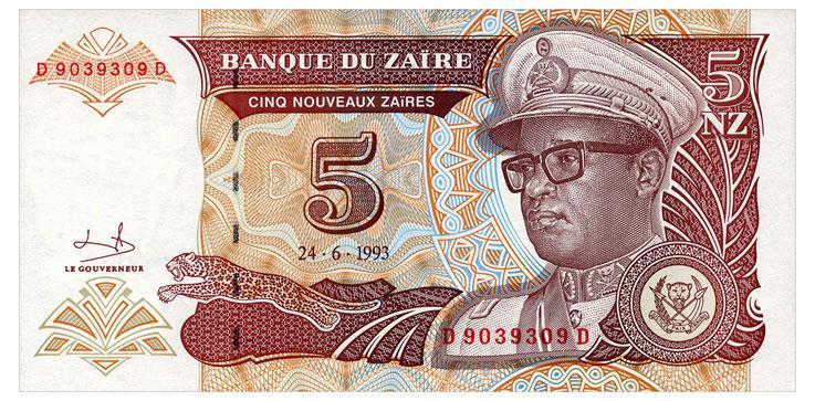Заїр (Конго) 5 нових макута 1993 р. UNC No544, фото 1