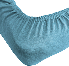 Простирадло на резинці двоспальне чохол на матрац велике натяжне, простирадло на резинці 200х220 махрова Бірюза