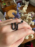 Кільце змія чорна каблучка змійка, фото 3
