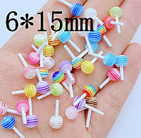 Прикраса об'ємна "Чупа-чупс" (1шт) для дизайну нігтів кольори в асортименті