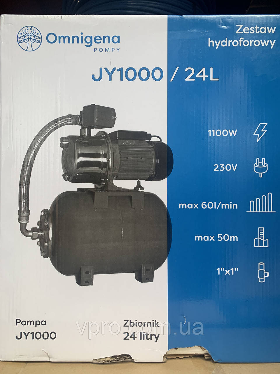 Насосна станція (гідрофор) Omnigena JY 1000 INOX 24L