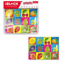 Детский развивающий игровой набор Iblock Пазлы Ягоды и фрукты с доской для рисования Art28454
