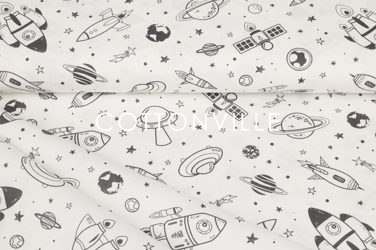 Сатин-твіл Космос монохром сіро-білий (залишок 1+0.65 мп)