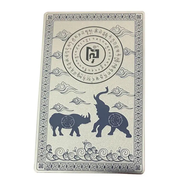 Серебряная карточка Слон и Носорог амулет для защиты от ограбления и потери денег - фото 2 - id-p1805249989