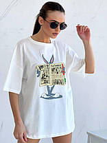 Жіноча футболка оверсайз з яскравим принтом трикотаж бавовна Sch1155, фото 3