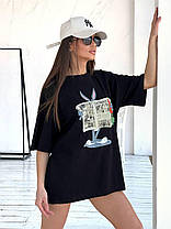 Жіноча футболка оверсайз з яскравим принтом трикотаж бавовна Sch1155, фото 2