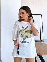 Жіноча футболка оверсайз з яскравим принтом трикотаж бавовна Sch1155, фото 2