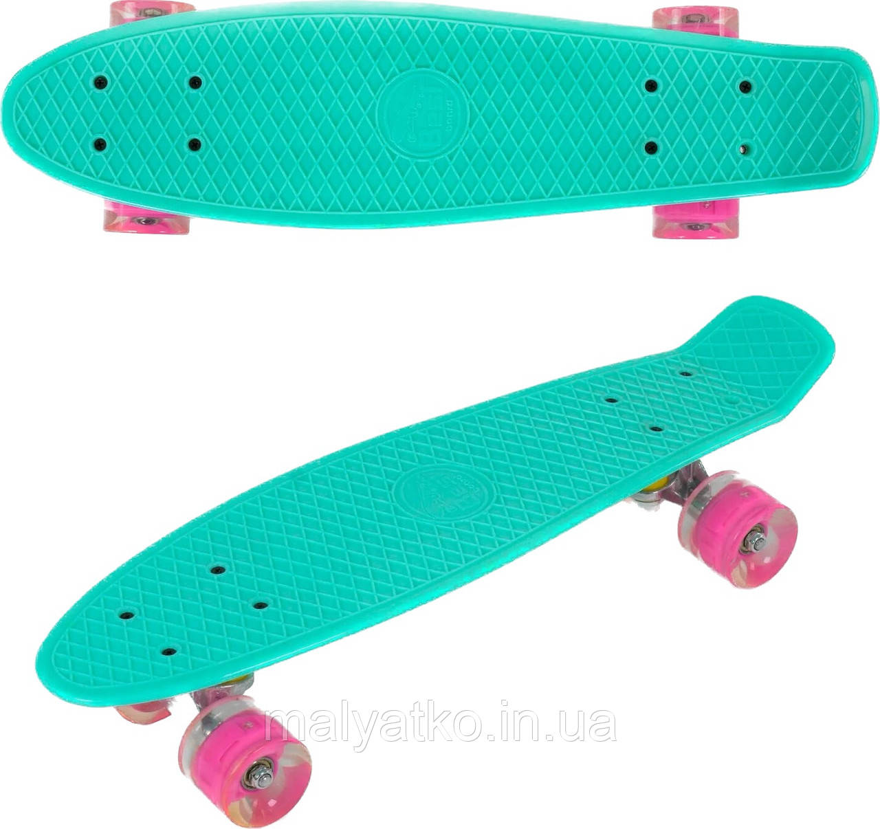 Скейт (пінні борд) Penny board зі світними колесами БІРЮЗОВИЙ арт. 6060