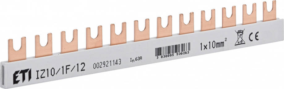 Шина живлення ETI IZ 10/1F/12, 10мм², 1 фаза, довжина 210мм, 63A, ізольована, фото 1