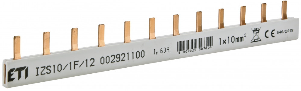 Шина живлення ETI IZS 10/1F/12, 10мм², 1P, 0.21м для електрощита, 12 модулів