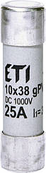 Запобіжник ETI CH10x38 gPV 25A 1000V DC для захисту фотоелектричних елементів
