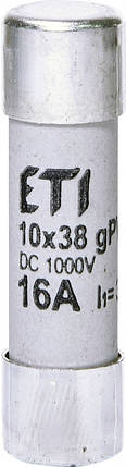 Плавка вставка ETI CH10x38 gPV 16A/1000V DC для сонячної енергії, фото 1
