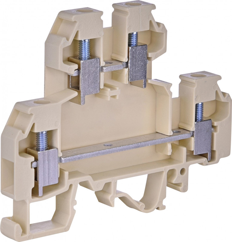 Клема винтова двохрівнева ETI VS 4 NA, 32A, 440V, бежевий, для DIN-рейки