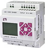 Программируемое реле LOGIC-10HR-A, 100-240V AC (6I/4O-Rele), ETI