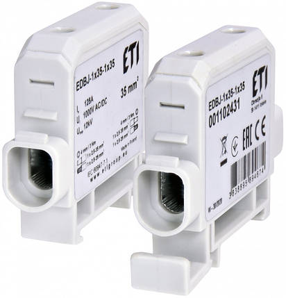 Вводна силова клема ETI EDBJ-1x35-1x35, 125А, сірий, для підключення кабелів до 35 мм², фото 1