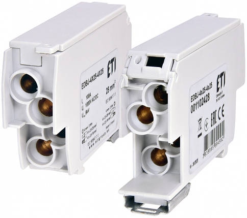 Розподільчий блок ETI EDBJ-4x25-4x25 100A, 1000V AC, сірий, 8 клем., фото 1