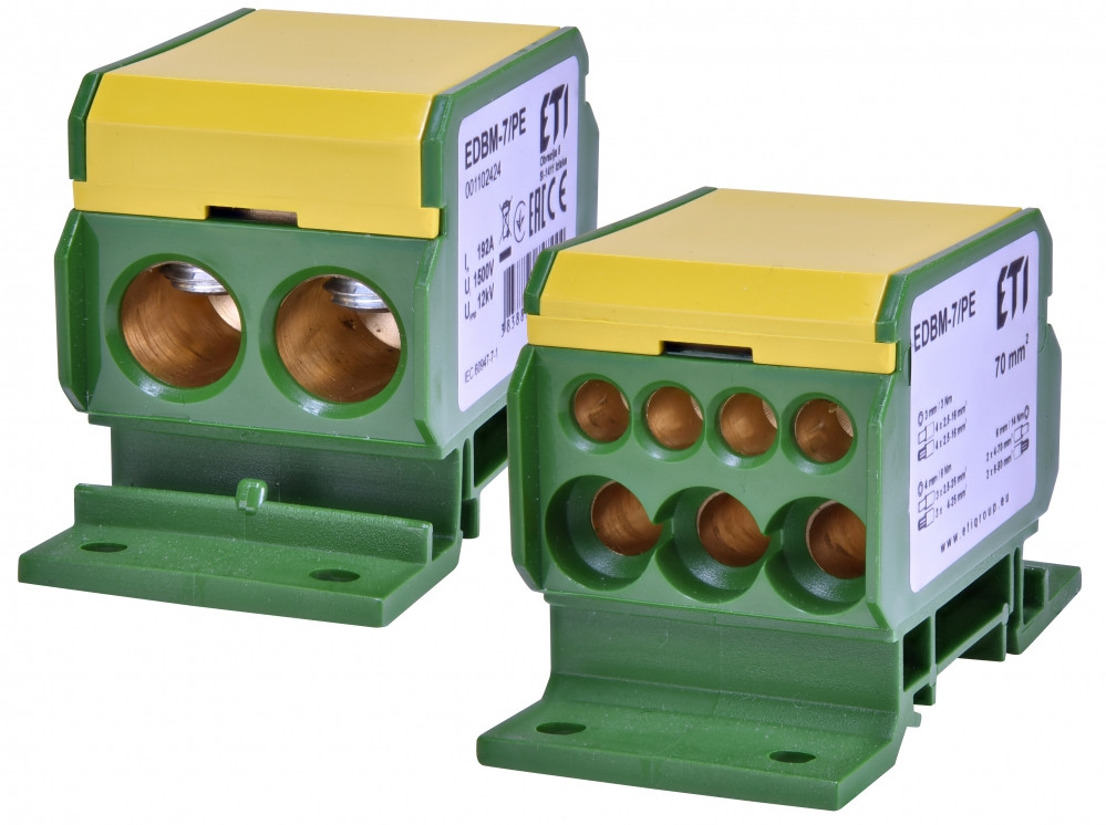 Розподільний блок EDBM-7/PE 192А, 1500V AC/DC, 9 полюсів, 40mm