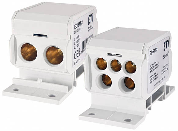 Розподільний блок EDBM-2 ETI 160А, 1500В, 1 полюс, 7 клем, сірий, фото 1