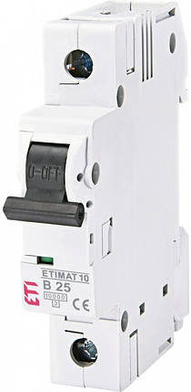 Автоматичний вимикач ETI ETIMAT 25A, 1 полюс, B, 10 kA для DIN-рейки, фото 1