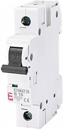 Автоматичний вимикач ETI ETIMAT 16A, 1 полюс тип B, 10 kA, на DIN-рейку, фото 1