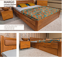 Кровать 120*200(190) Марго c мягкой спинкой и ящиками бук Олимп