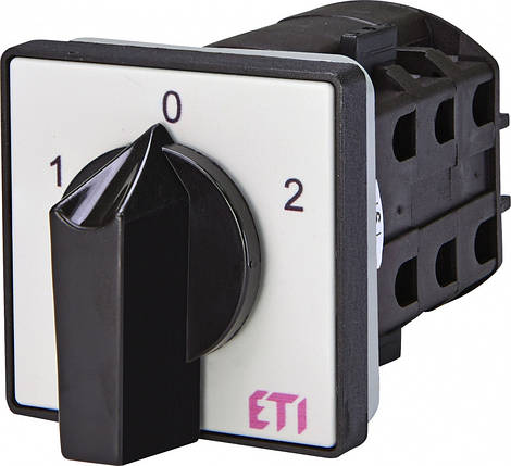 Перемикач ETI CS 25 11 U 3P (1-0-2) Реверсивний 25А для керування електричними ланцюгами, фото 1