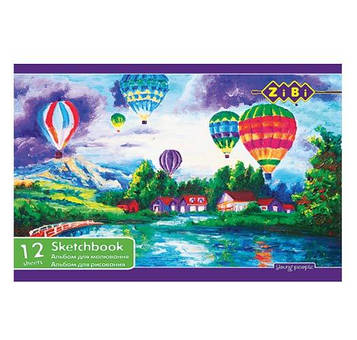 Альбом для малювання на скобі ZiBi 12 аркушів різноманітний дизайн (ZB.1421)