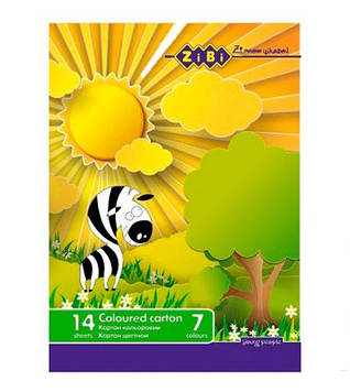 Картон кольоровий ZiBi A4 14 аркушів 7 кольорів (ZB.1951)