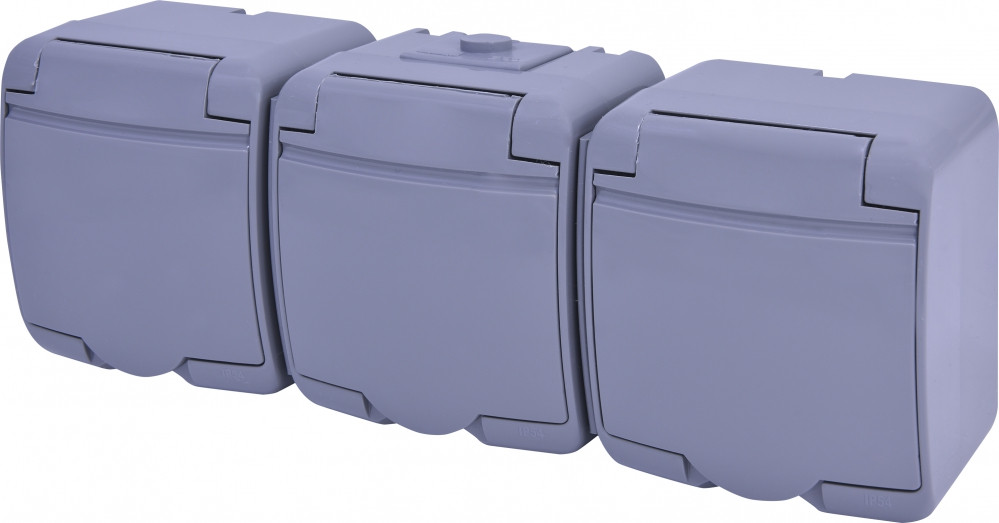 Пиловологозахищена розетка Schuko RHE-3s-SR сірого кольору, IP54, ETI