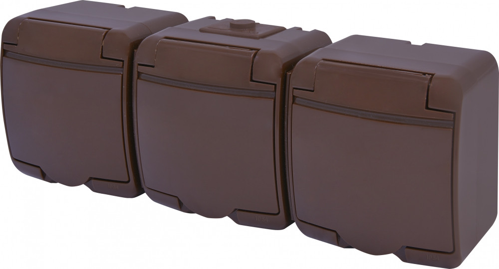 Пиловологозахищена розетка Schuko RHE-3s-KR, IP54, коричнева, ETI
