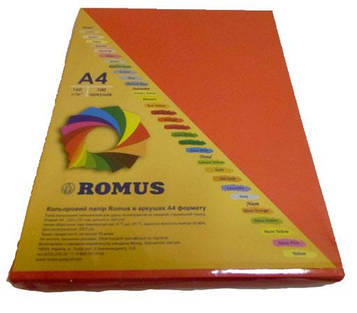 Папір кольоровий Romus A4 160 г/м2 100 аркушів Коралово-червоний (R50225)