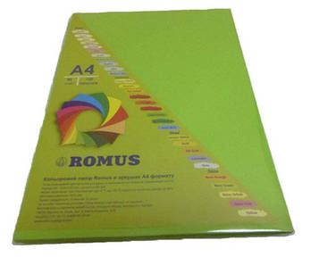 Папір кольоровий Romus A4 160 г/м2 100 аркушів Яскраво-зелений (R50164)