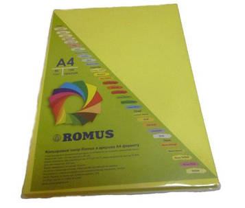 Папір кольоровий Romus A4 160 г/м2 100 аркушів Лимонно-жовтий (R50744)