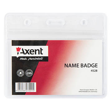 Бейдж горизонтальний на zip lock Axent 100х82 мм Прозорий (4528-A)