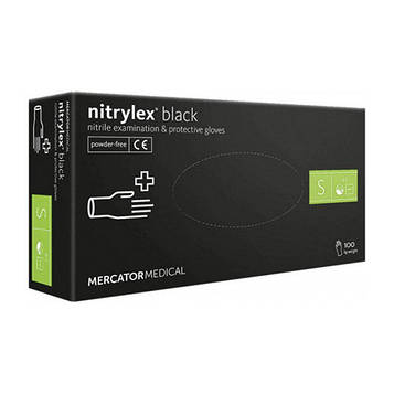 Рукавиці Nitrylex Black нітрилові S 100 шт. Чорні (132295)