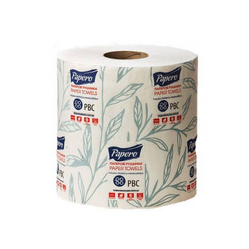 Рушники паперові Papero Джамбо двошарові 1 рулон 400 відривів Білі(RL028)