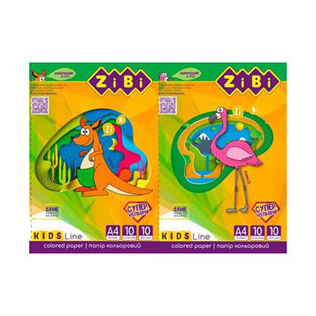 Папір кольоровий ZiBi A4 10 аркушів 4 неон+6 стандарт (ZB.1908)
