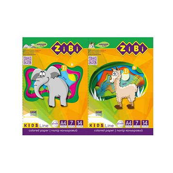 Папір кольоровий двосторонній ZiBi A4 14 аркушів 7 кольорів (ZB.1909)