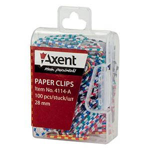 Скріпки закруглені Axent 28 мм 100 шт. Кольорові (4114-A)