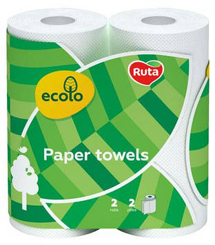 Рушники паперові Ruta Ecolo двошарові 2 рулони Білі (47210)