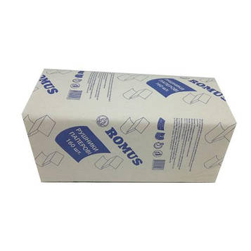 Рушники паперові Romus двошарові V-складання 160 листів Білі (RV064)