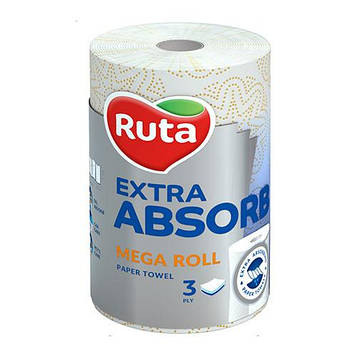 Рушники паперові Ruta Selecta Mega roll тришарові 1 рулон 175 відривів Білі (5643)