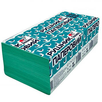 Рушники паперові Альбатрос одношарові V-складання 160 листів Зелені (389)