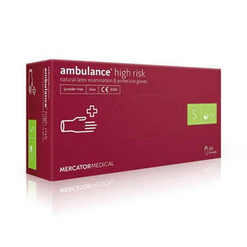 Рукавиці Ambulance High Risk латексні S 50 шт. Сині (10178002)