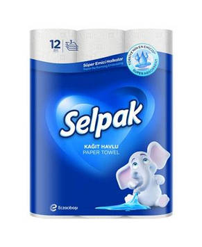 Рушники паперові Selpak Super Emici тришарові 12 рулонів Білі (32761710)