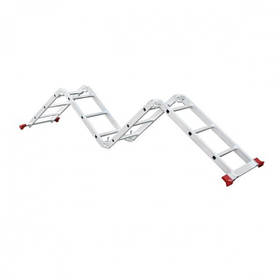 Драбина з алюмінію, багатофункціональна, трансформер, 4*3 ступені, 3,70 м INTERTOOL LT-0030