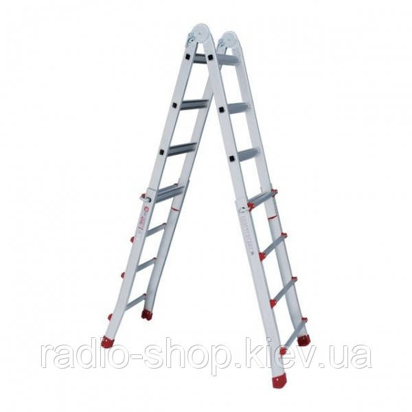 Драбина з алюмінію, універсальна розкладна, телескопічна 4*4 сходи. INTERTOOL LT-2044, фото 1